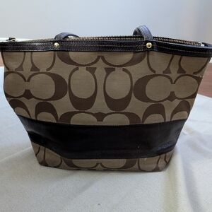 Coach Brown and Tan "C" Shoulder Bag